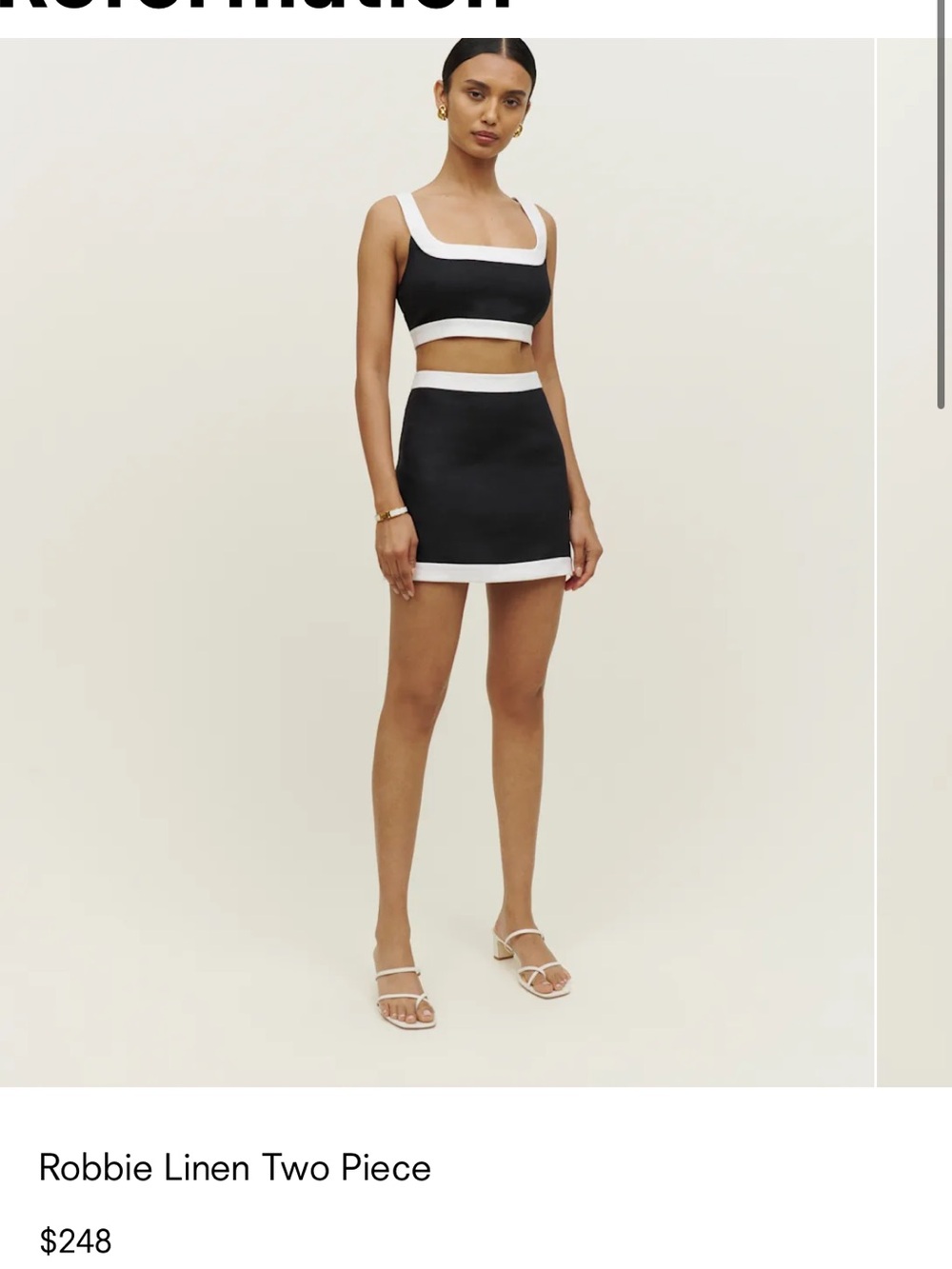 NWOT - Reformation - Robbie Linen Two Piece Black Mini Skirt Set